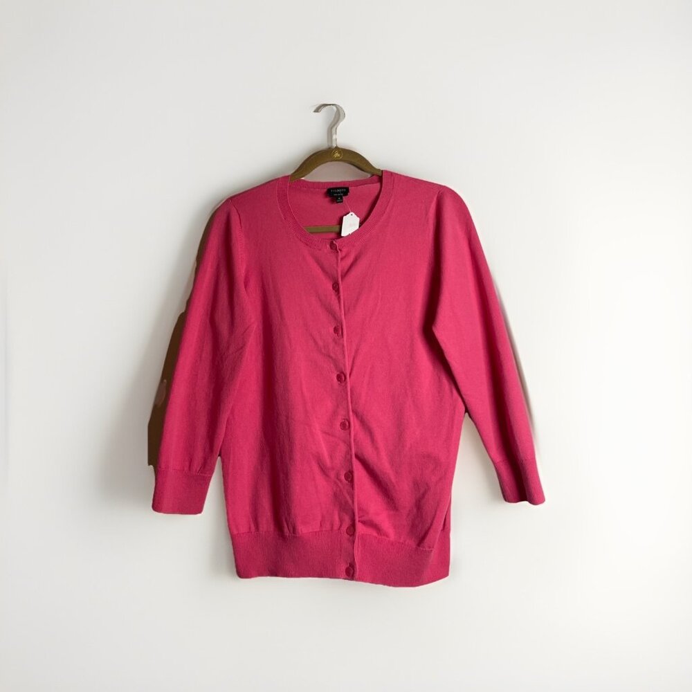 Talbots Size M  Pink 100% Pima Cotton Cardigan Sweater Women Top Blouse Stylish